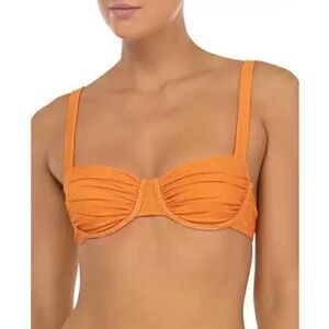 PEONY women’s SWIMWEAR RUCHED BALCONETTE UNDERWIRE BIKINI TOP Clementine Size 8